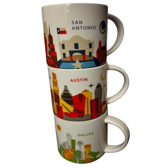 Starbucks Other - Starbucks Texas City Mug Lot Austin Dallas San Antonio Collector Coffee Cups